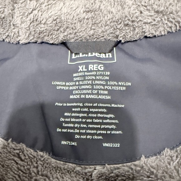 LL Bean Winter Warmer Coat Womens XL Black Fleece and Quilted Lined Zip Snap - Picture 6 of 11